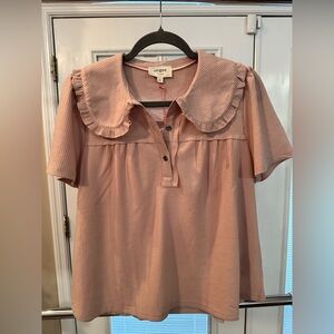 Size L Umgee Pink Peter Pan Collar Women's Blouse. NWT!